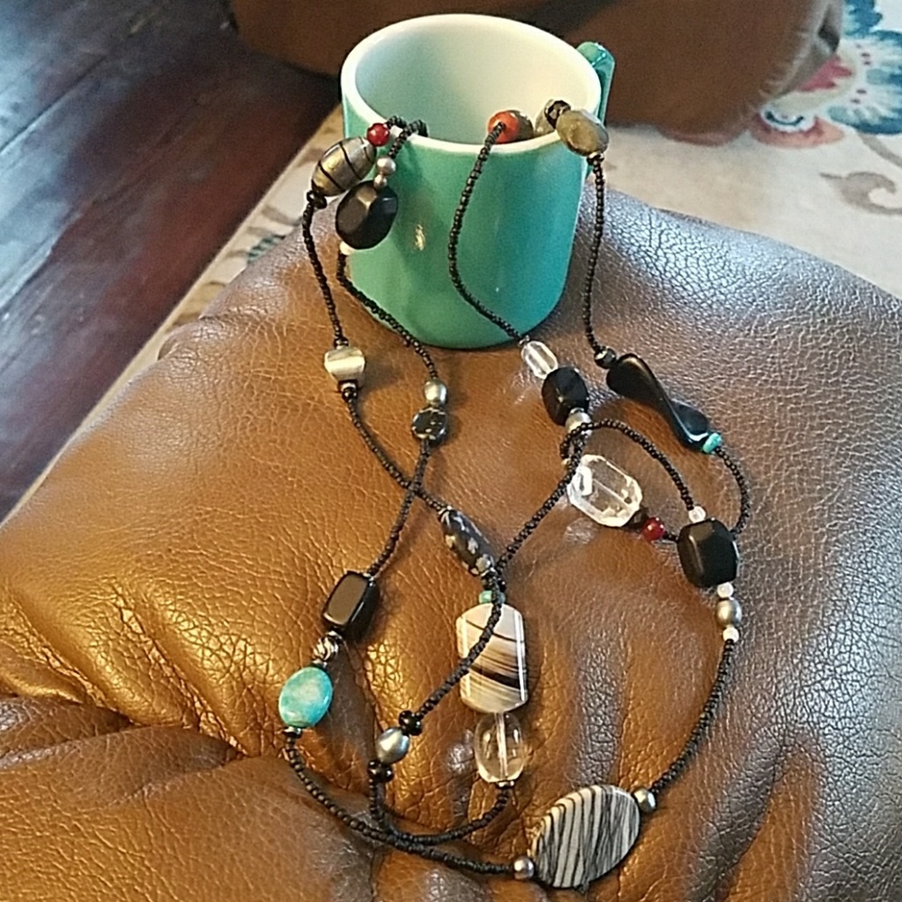 Long, black beaded Silpada necklace